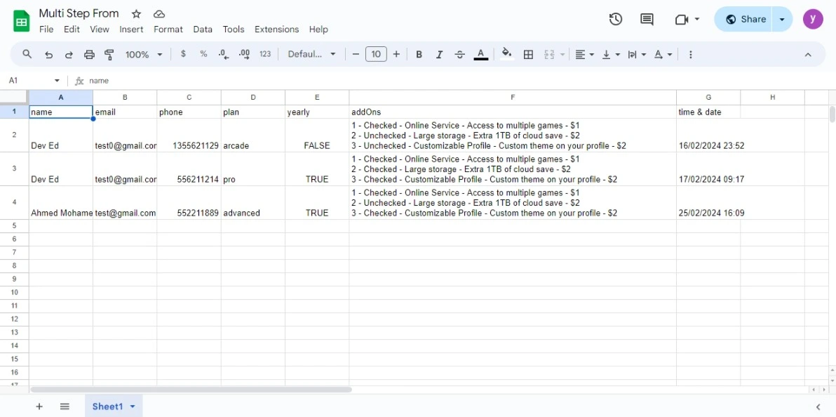 Products sheets